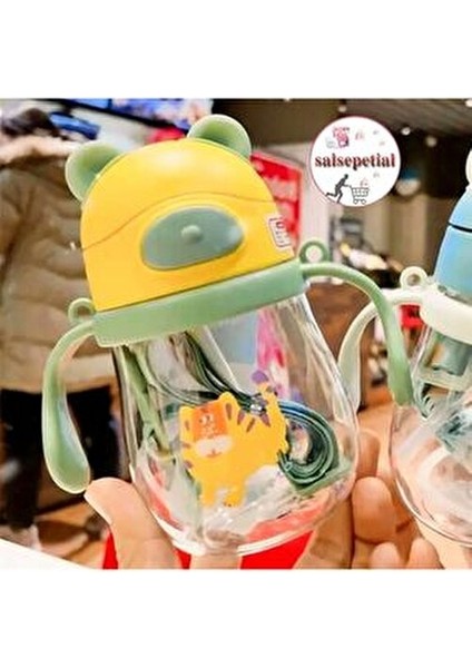 250ML Ayıcık Figürlü Pipeti Suluk Bebek Matara Askılı Sevimli Su Şişesi Bebek Pipetli Biberon Matara fırsatları