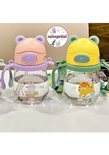 250ML Ayıcık Figürlü Pipeti Suluk Bebek Matara Askılı Sevimli Su Şişesi Bebek Pipetli Biberon Matara indirimleri