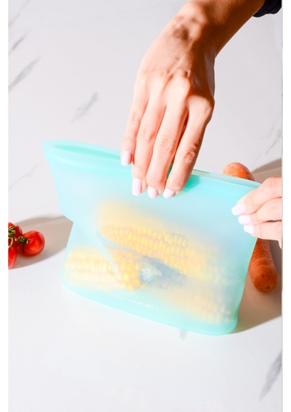 Mood Hava Sızdırmaz Kilitli Silikon Saklama Torbası 700 ml | Yeşil modelleri