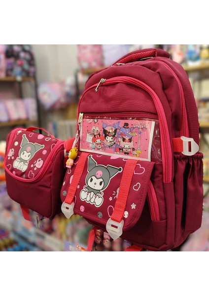 Kuromi Figürlü 4 Bölmeli Ilköğretim Sırt Çantası + Izoleli Beslenme Çantası