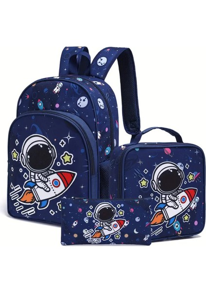 3'lü Çocuk Sırt Çantası Seti Uzay Astronot Figürlü (Sırt Çantası/beslenme Çnt./kalemlik) U554