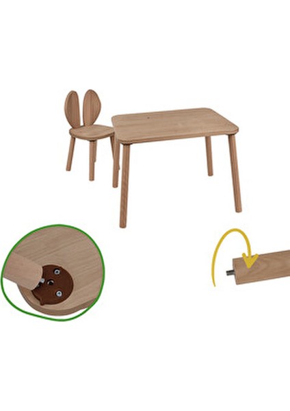 Safir Meşe Naturel Aktivite Masası 1 Sandalyeli Çocuk Masa Sandalye Takımı modelleri