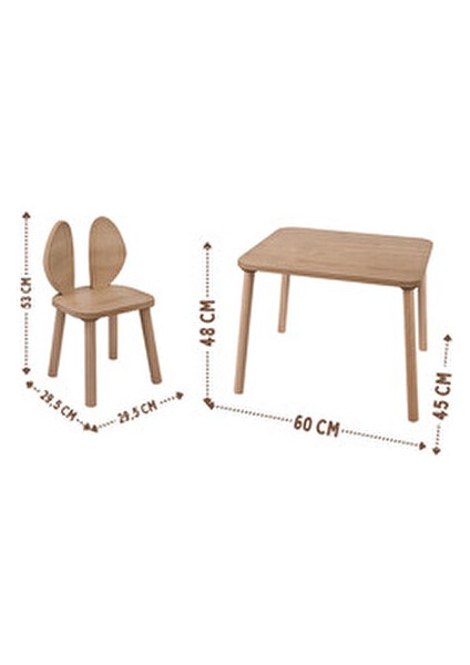Safir Meşe Naturel Aktivite Masası 1 Sandalyeli Çocuk Masa Sandalye Takımı fırsatları