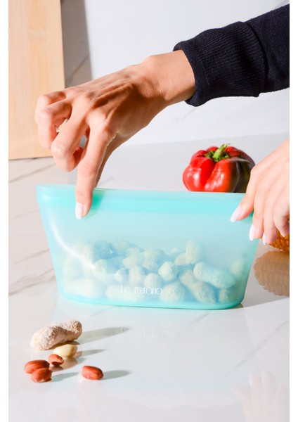 Mood Hava Sızdırmaz Kilitli Silikon Saklama Torbası 450 ml | Yeşil