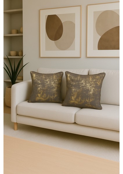 Varaklı Koyu Gri Kırlent Kılıfı Dekoratif Bohem Soft Koltuk Sırt Yastık Hediyelik Yılbaşı