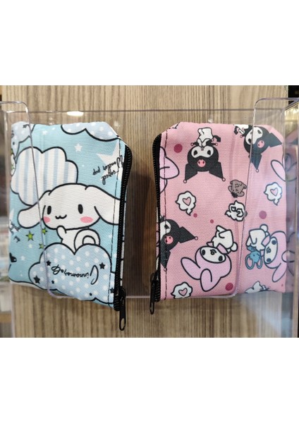 Kuromi Hello Kitty Sanrio Karakterli Fermuarlı Mini Çanta Cüzdan (2 Adet )