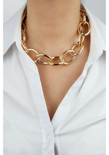 Kalın Zincir Gold Kadın Kolye