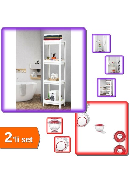 Shelf 3 Katlı Raf Ünitesi + Mikser Kabı 3 Lt Koruma Kapaklı Sıçratmaz – Ev & Mutfak 2li Set HG7F2K