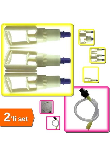 Hacamat Pompası 2 Parmak + Abrizon Hortumu Hacamat Uzatma Hortumu - 2li Set X7K4P2