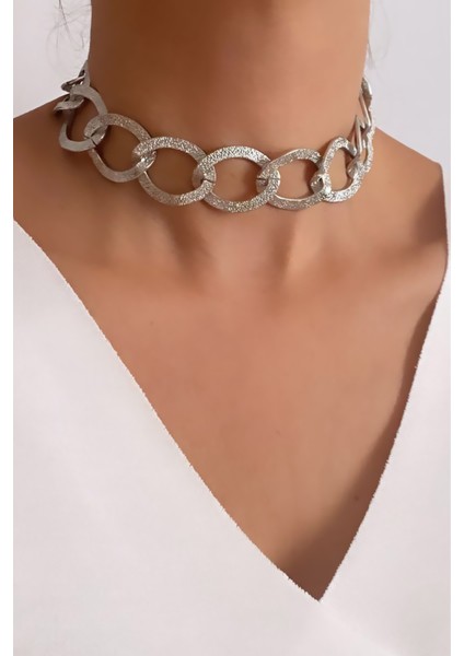 Choker Gümüş Renk Kadın Kolye