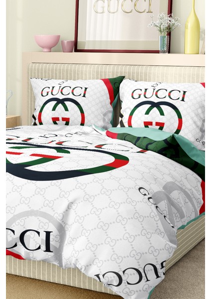 Nevresim Takımı Çift Kişilik Pamuklu Saten Kumaş 6 Parça 3D Dijital Baskı Duvet Cover Set Model No: