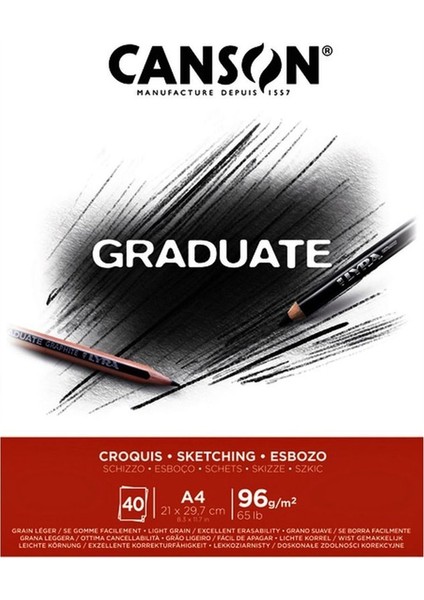 Canson Eskiz Bloğu Graduate Croquıs 40 Syf A4 96 gr