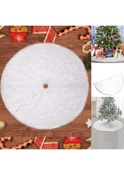 Yılbaşı Çam Ağacı Altı Örtüsü Beyaz Peluş 70X70