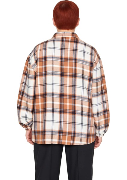 Kadın Ekose Desenli Uzun Kollu Oversize Gömlek Dokuma Kumaş Rahat Kesim Fonksiyonel Modern fiyatları