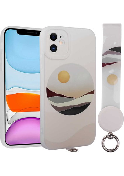 Apple iPhone 11 Kılıf Desenli El Askılı Ipli Spıa Arte Silikon Kapak-No2