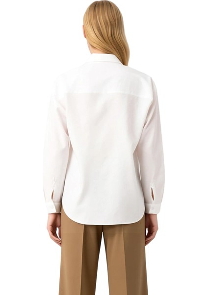 Kadın Dokulu Kumaş Nakış Detaylı Uzun Kollu Regular Fit Gömlek Günlük Kullanım Için Ideal Şık fiyatları