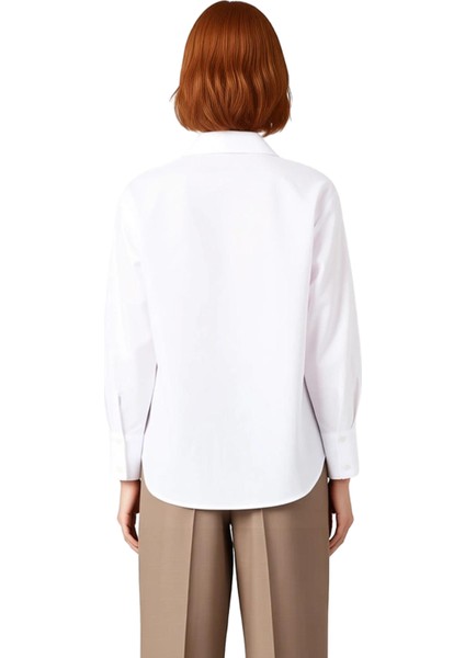 Kadın Düz Renk Cep Detaylı Uzun Kollu Dokuma Gömlek Günlük ve Resmi Ortamlara Uyumlu Rahat fiyatları