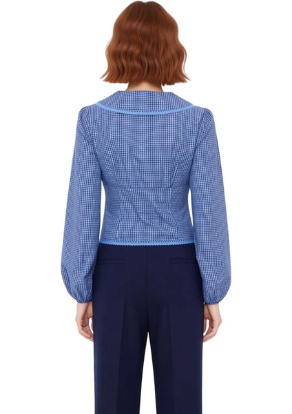 Kadın Bele Oturan Bebe Yaka Detaylı Kareli Uzun Kollu Gömlek Fonksiyonel Dayanıklı Estetik fiyatları