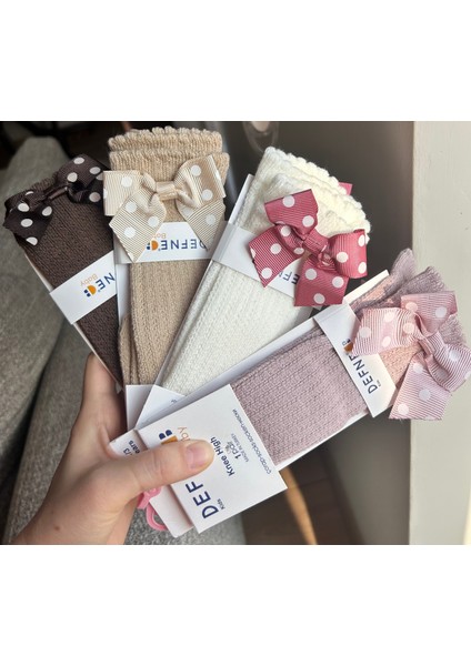 Kız Çocuk Fiyonklu Çorap Seti 4'lü