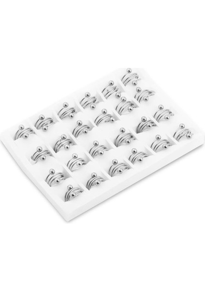 Çelik Yüzük Set Silver 24' Lü