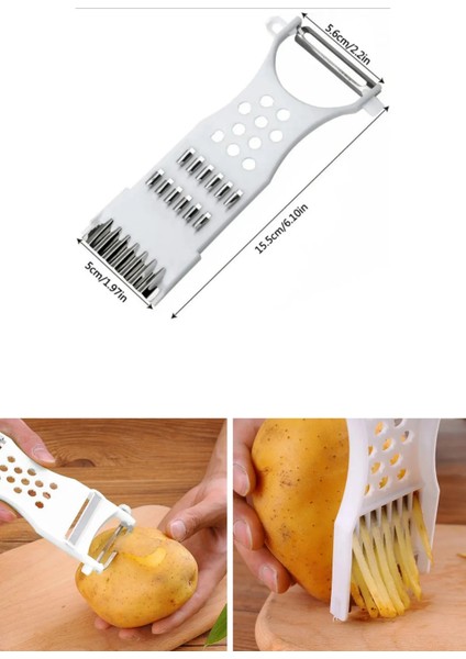 Rende Soyacak 5 Fonksiyonlu Sebze Meyve Soyucu + Süzgeçli Huni 3 Parça - 2li Set Q7K2R1 fırsatları