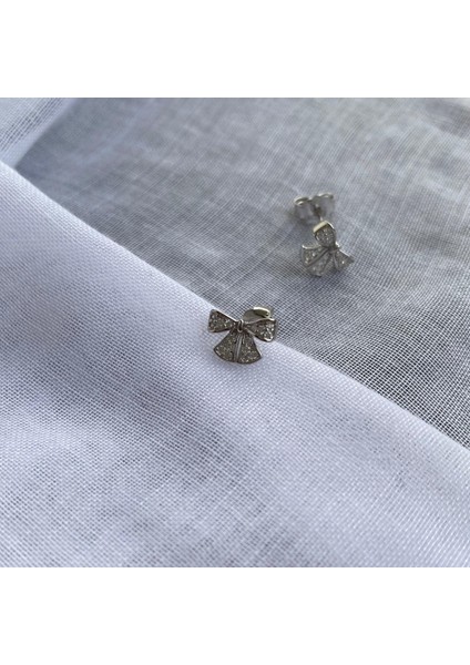 925 Ayar Gümüş Zirkon Taşlı Kurdelelim Model Çocuk/genç/yetişkin Kadın Küpesi -Şık Tasarım