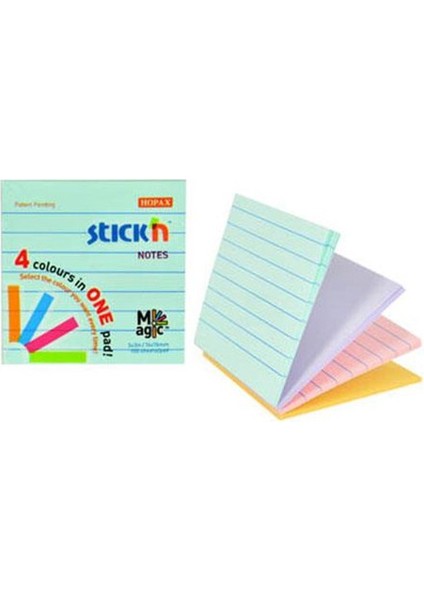 Hopax Stickn 76X76 Magıc Çiz. 4 Pastel Renk 100 Yp