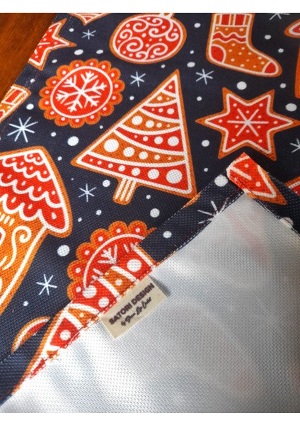 Yılbaşı Lacivert Zemin Kurabiye Adamlı Dijital Baskılı Runner modelleri