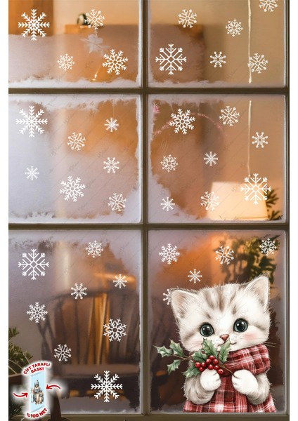 Şaşkın Kedi & Kar Taneleri Cam Süsü – Çift Taraflı Baskı %100 Net Görünüm - Yılbaşını Bekleyen Kedi fırsatları