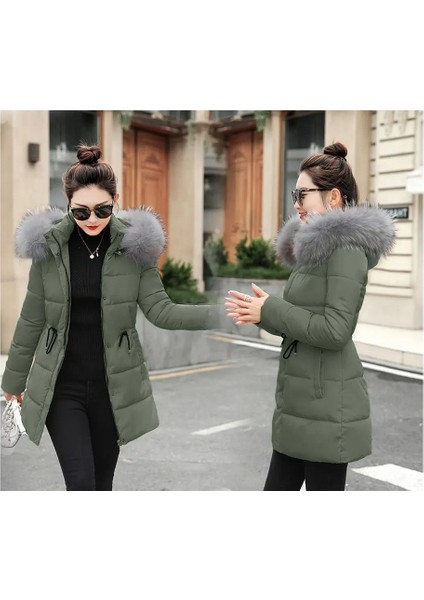 Kışlık Yaka Kürklü Uzun Kadın Şişme Mont fırsatları