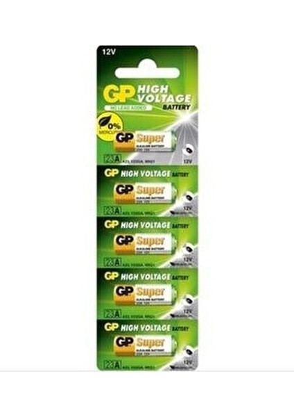 GP 12 Volt 12V Uzun Ömürlü 5'li 23A Alkalin Pil Batarya Kart 5 Adet Yüksek Performans