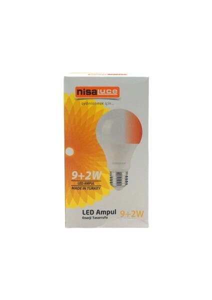 Nisaluce EAMP-074/BK 9+2W E27 Beyaz-Kırmızı LED Ampul (4887)