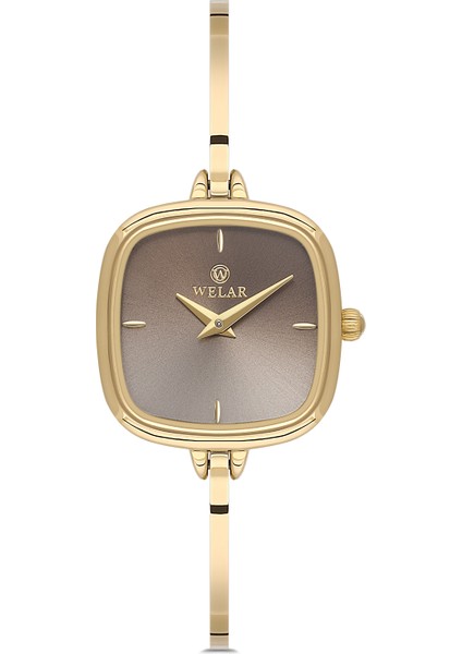 Wel 2501-5 Kadın Kol Saati –yarım Kelepçe Model, Gold Renk, 3 Atm Suya Dayanıklı