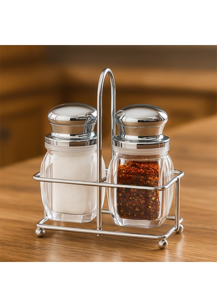 PBT-568 2li Metal Standlı Akrilik Tuzluk Biberlik Seti
