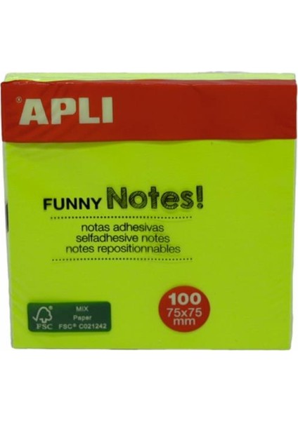 Apli Yapışkanlı Not Kağıdı Yeşil Funny 100 Yp 75X75 11899 fiyatları