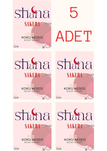 5'li Sakura Dolap Ayakkabılık ve Çekmece Parfümlü Kese Kokusu Oda Koku Kesesi