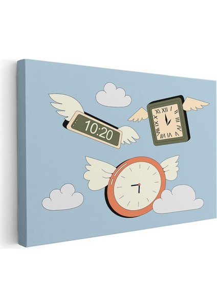Uçan Saatler - Kanatlanmış Zaman Parçaları Kanvas Tablo modelleri