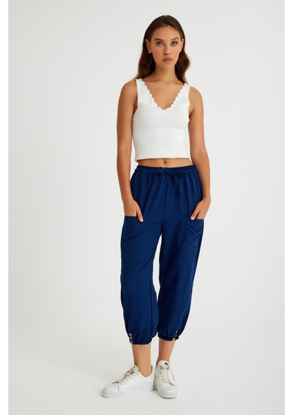 Keten Günlük Pantolon Beli Lastikli Bağcıklı