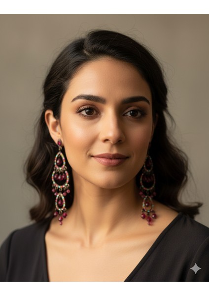 Renkli Taşlı Sarkık Küpe - Gökkuşağı Kristal Detaylı Avize Model Kadın Takı fiyatları