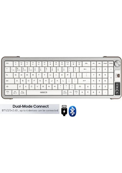 Kablosuz Şarjlı Lüks Oyuncu Klavyesi Ofis Klavye 99 Tuşlu Zarif Tasarım Dual Mode Bağlantı Bt+2.4ghz