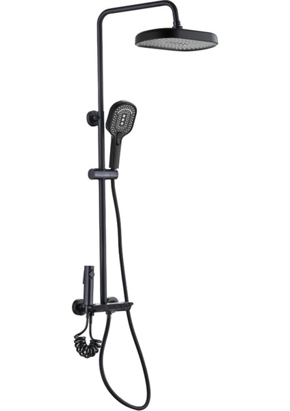 Piano Siyah Tepe Duş Seti - Pirinç Gövdeli Ayarlanabilir Duş Sistemi