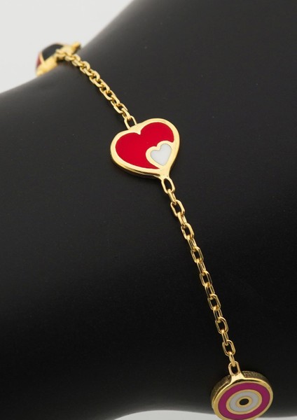 Altın Mineli Çocuk Bilekliği - Uğur Böceği, Kalp, Nazar Gözü indirimleri