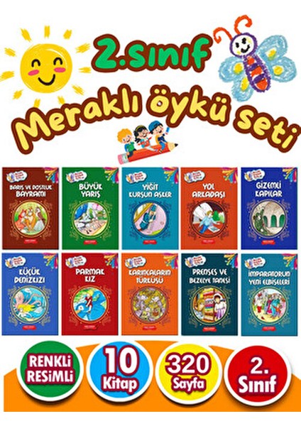 2.sınıflar İçin Anonim Yazar 10 Kitaplık Süper Hikaye Seti 6 - 8 Yaş fiyatları