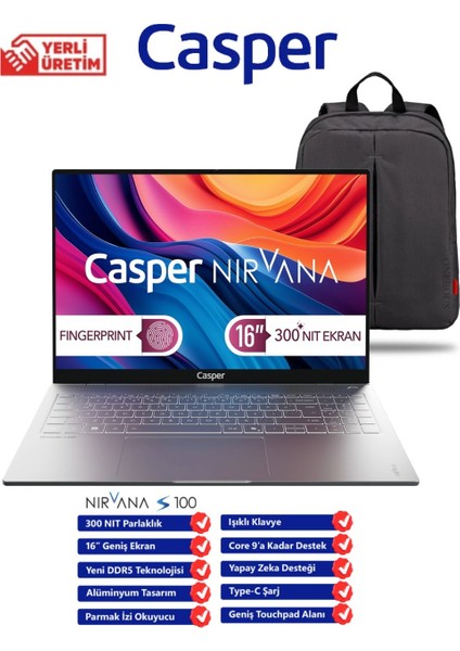 Nirvana S100 Intel Core I7 13620H 16GB 1tb SSD Windows 11 16" Taşınabilir Bilgisayar