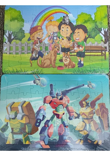 2 Adet Puzzle Yap Boz (33CM*23CM*40PARÇA) (Robotlar/yıldız Kardeşler Figürlü)
