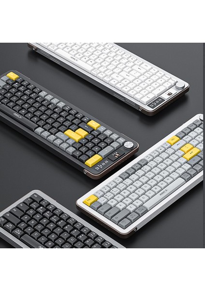 99 Tuş Zarif Tasarım Dual Mode Bağlantı Bt+2.4ghz Ayaklı Ses Kontrol Ofis Gaming Klavye