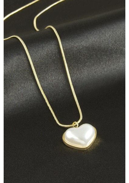 Kalp Inci Lüks Çelik Kolye