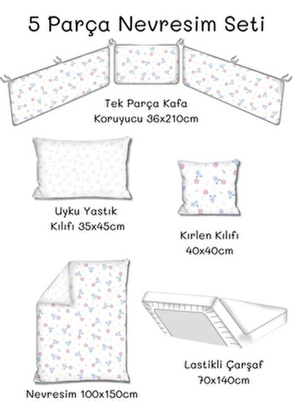 Bebek 5li Uyku Seti %100 Pamuk 100X135CM Pembe Flying Baloon Nevresim Takımı 70X140 Lastikli Çarşaf indirimleri