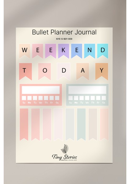 Bullet Journal Sticker Seti - 6 Sayfa / Ajanda, Scrapbook, Journal modelleri