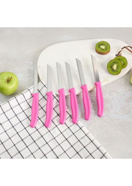 Mira 6 Parça Dişli Meyve Bıçak Seti Fuşya